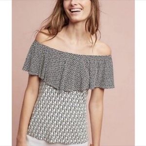 NWT Postmark off the shoulder knit top in B&W Small